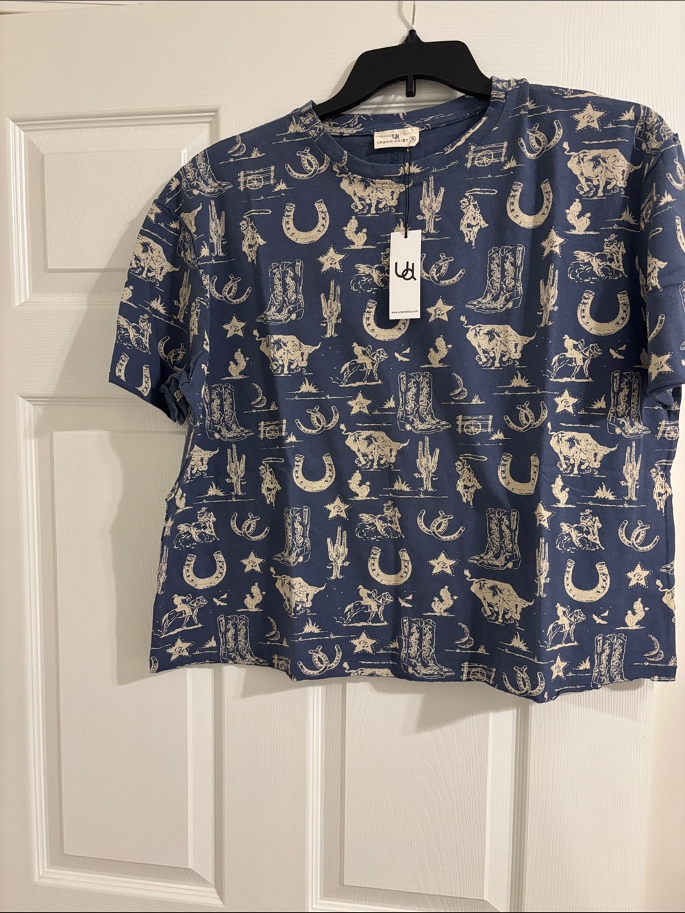 Blue Western Print Tee by Urban Daisy